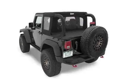Bestop Jeep Wrangler Halftop Soft Tops For Jeep 2007-2018 Wrangler JK 2 Door Black Diamond Bestop