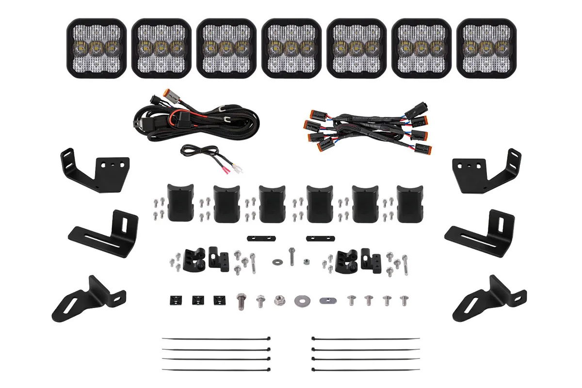 Diode Dynamics - SS5 7-Pod CrossLink Mounting Kit for Prinsu/Sherpa Roof Racks, Sport White Combo product image