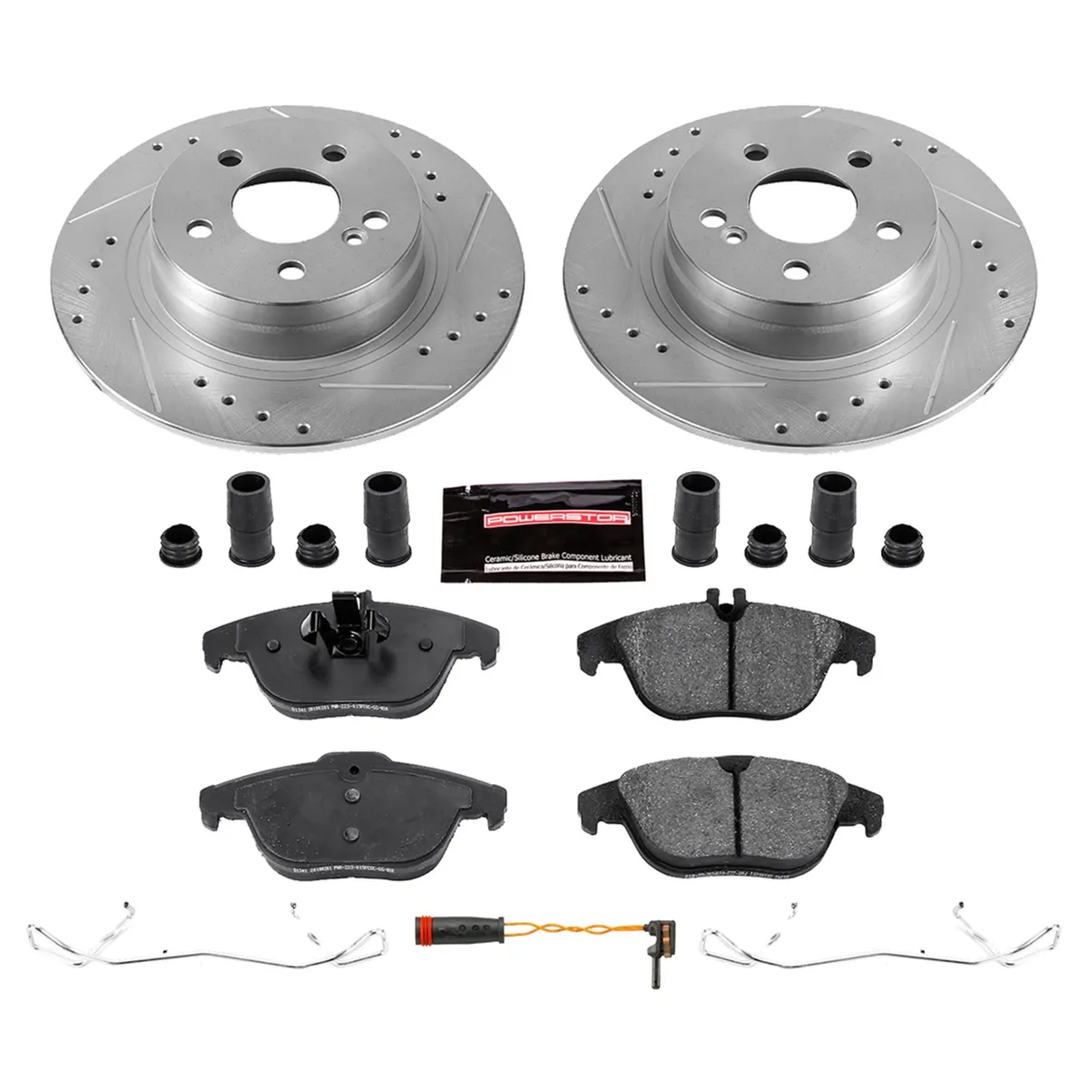 Z23 Evolution Sport Upgrade Kit: Drilled/Slotted Rotors; Carbon-Fiber Ceramic Pads W/Hardware; Pad Sensors product image