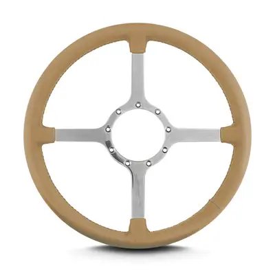 Lokar Lecarra Mark 4 Classic Steering Wheel; Tan; Polished Spokes; 15 in. Standard Grip;