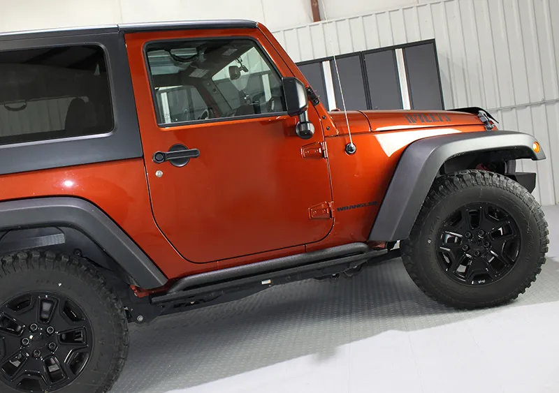 Jeep JK Rock Slider 07-18 Wrangler JK 2 Door Rubicon Steel Black Textured Powdercoat Fishbone Offroad product image