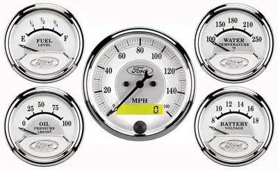 AutoMeter 5 Pc. Gauge Kit, 3-1/8 In. & 2-1/16 In. , Elec. Speedometer, Ford Masterpiece