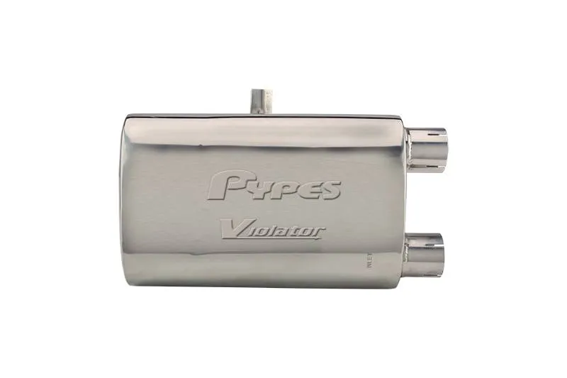 Pypes Performance exhaust Violator Series Muffler 16 in 2.5 in Offset/Offset Hardware Not Incl Polished 304 Stainless Steel Pypes Exhaust