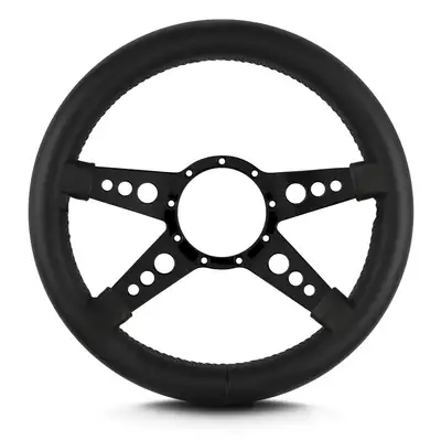 Lokar Lecarra Mark 9 GT Steering Wheel; Black; Black Spokes; 14 in. Thick Grip;