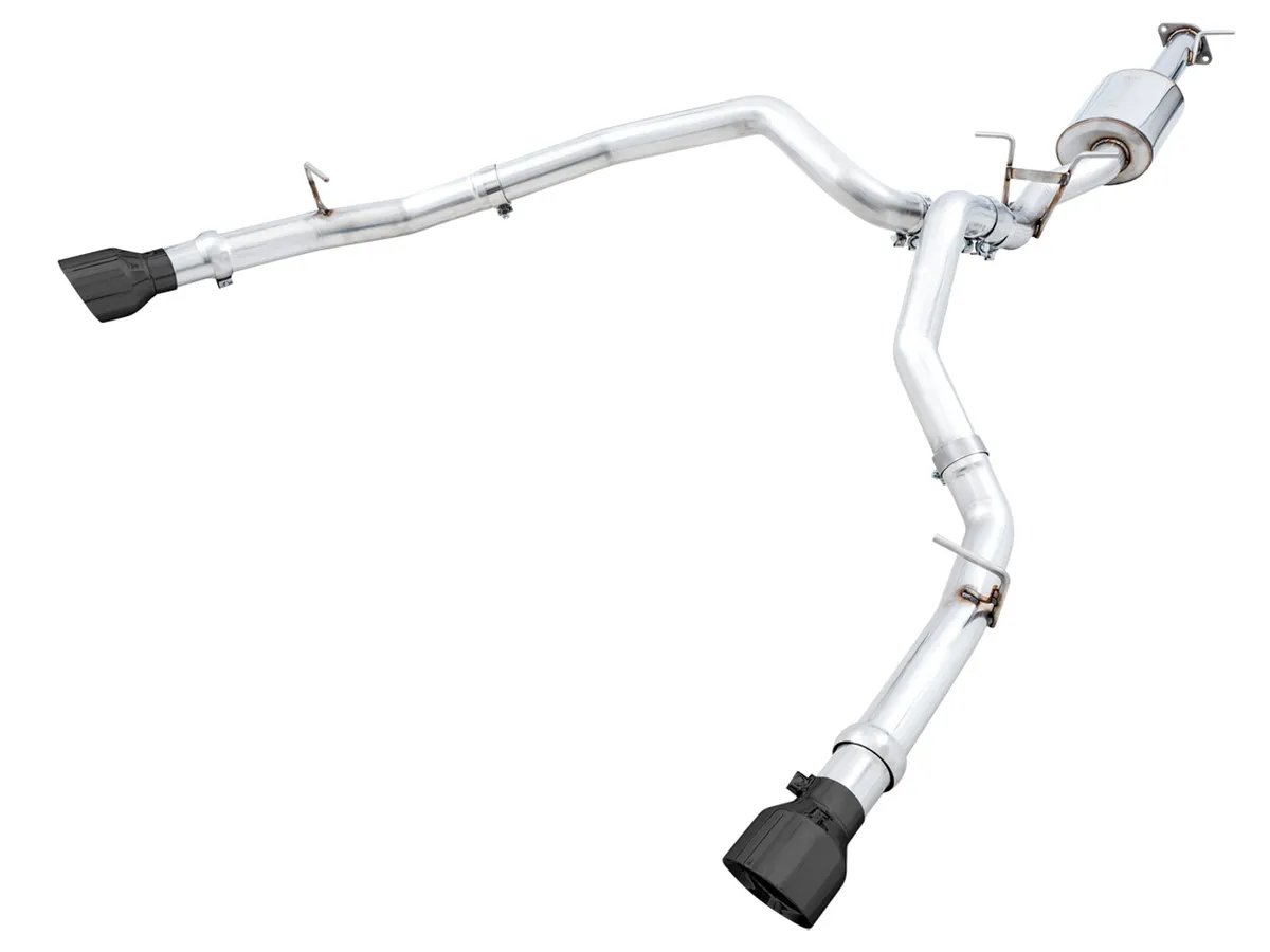 AWE 0FG Dual Rear Exit Catback Exhaust for 5th Gen RAM 1500 5.7L with bumper cutouts - Chrome Silver Tips product image