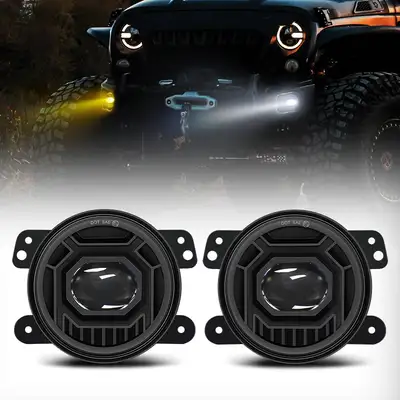 LED Factory Mart 4 Inch 30W Dual Color Cree LED Fog Lights for Jeep Wrangler