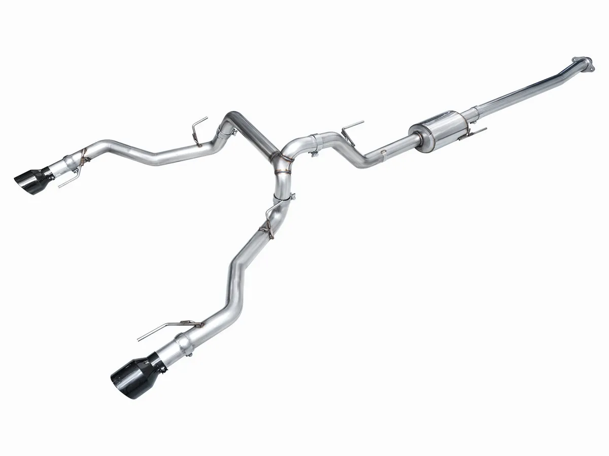 AWE 0FG Resonated Catback for 21 Ford F-150 Tremor (With Bumper Cutouts) - Chrome Silver Tips 3015-32402 product image