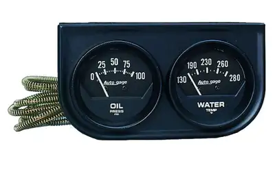 AutoMeter Autometer 2345 Gauge Console, Oilp/Wtmp, 2, 100psi/280?f, Blk Dial, Blk Bzl, Autogage