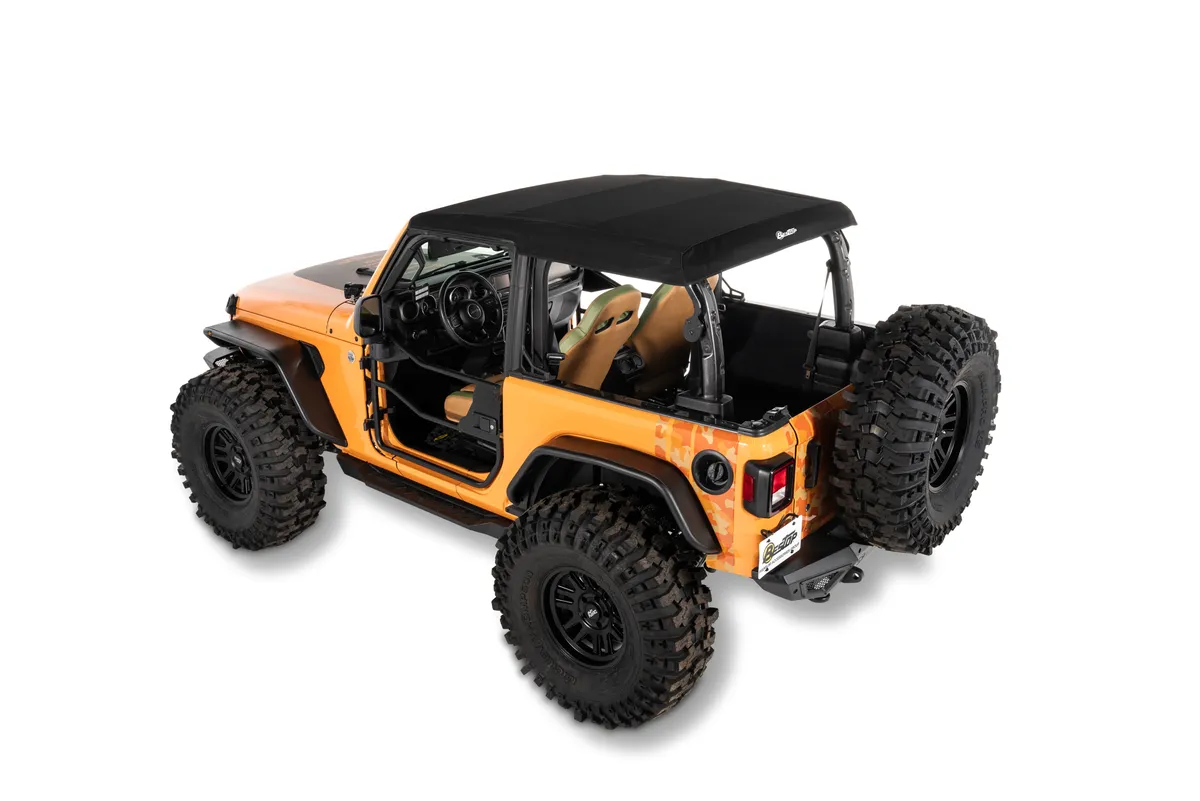 Jeep Wrangler Trektop Glide Slantback Soft Tops For Jeep 2018-Current Wrangler JL 2 Door Black Premium Twill Bestop product image
