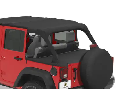 Bestop Cargo Deck Covers For Jeep 2007-2018 Wrangler JK 4 Door Factory Soft top Removed No Belt Rail Channels Black Diamond Bestop