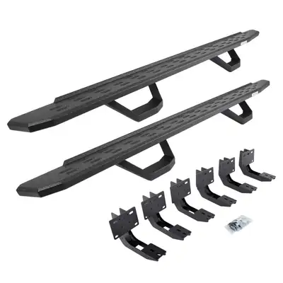 Go Rhino Go Rhino 6963068720T - RB30 Running Boards with Mounting Brackets & 2 Pairs of Drops Steps Kit - Protective Bedliner Coating
