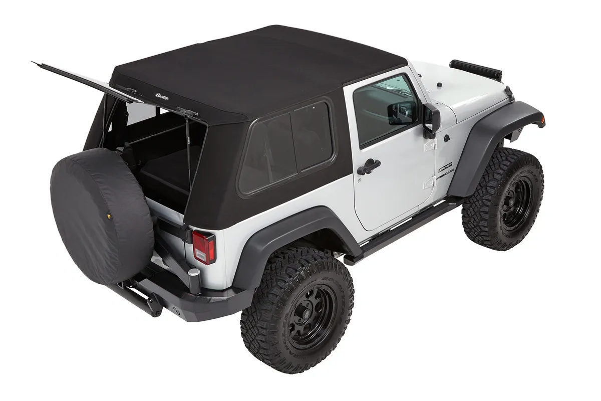 Trektop Pro Hybrid Slantback Soft Top For Jeep 2007-2018 Wrangler JK 2 Door Black Bestop product image