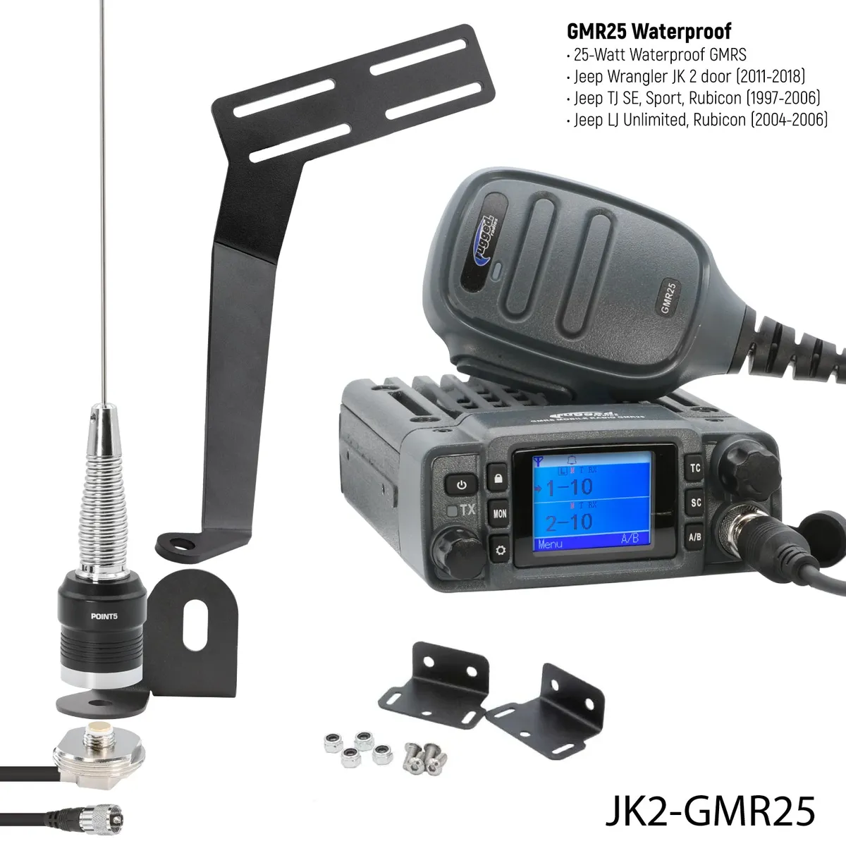 0718 JK 2dr/Jku 4dr/Tj/Lj Jeep Wrangler & Rubicon Twoway Gmrs Mobile Radio Kit product image