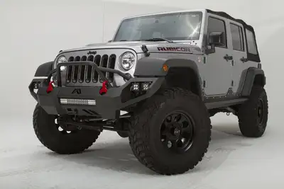 Fab Fours Vengeance Front Bumper; 2 Stage Black Powder Coated; Pre-Runner Guard;