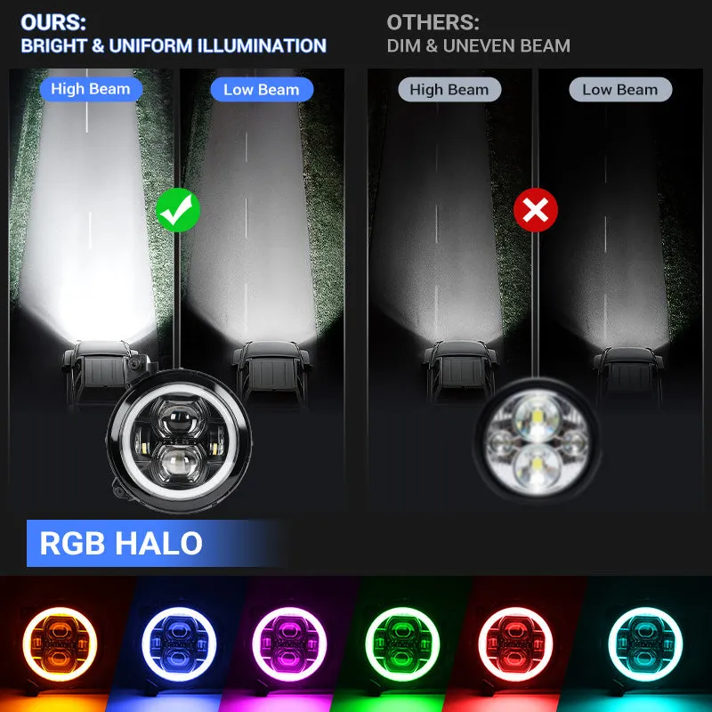 "multi-Function 9"" LED Rgbw Headlights & Rgbw Fog Lights For 2018-2026 Jeep JL And Jt" product image