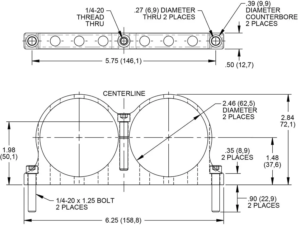 Wilwood Brakes Wilwood Bracket Reservoir Dual mt 4oz Ano 250-16393