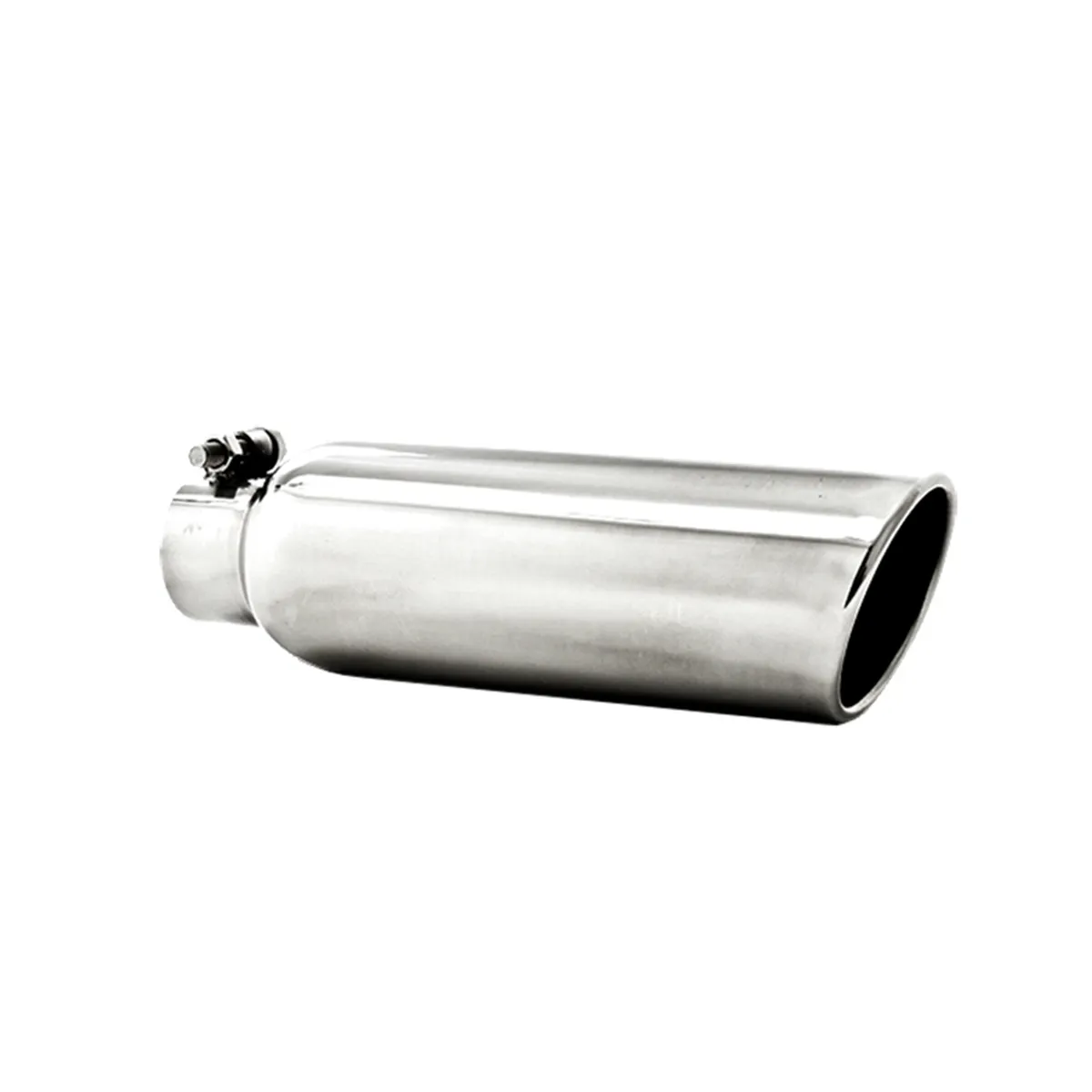 Armor Pro Exhaust Tip; 2.25 in. Inlet Diameter; 3.5 in. Outlet Diameter; 12 in. Length; Angled Cut Rolled End; Clampless No Weld; T304 Stainless Steel; product image