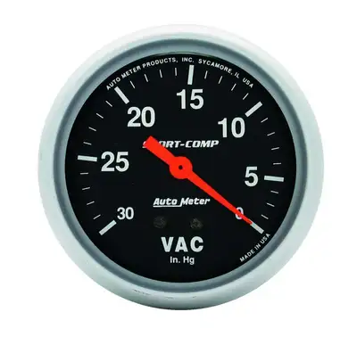 AutoMeter Gauge, Vacuum, 2 5/8", 30inHg, Mechanical, Sport-Comp