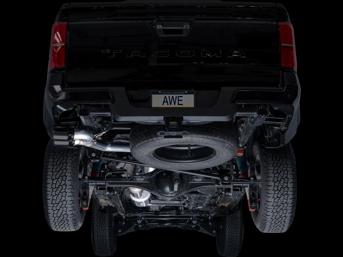AWE 0FG Exhaust for 4th Gen Toyota Tacoma - Dual Chrome Silver Tips product image