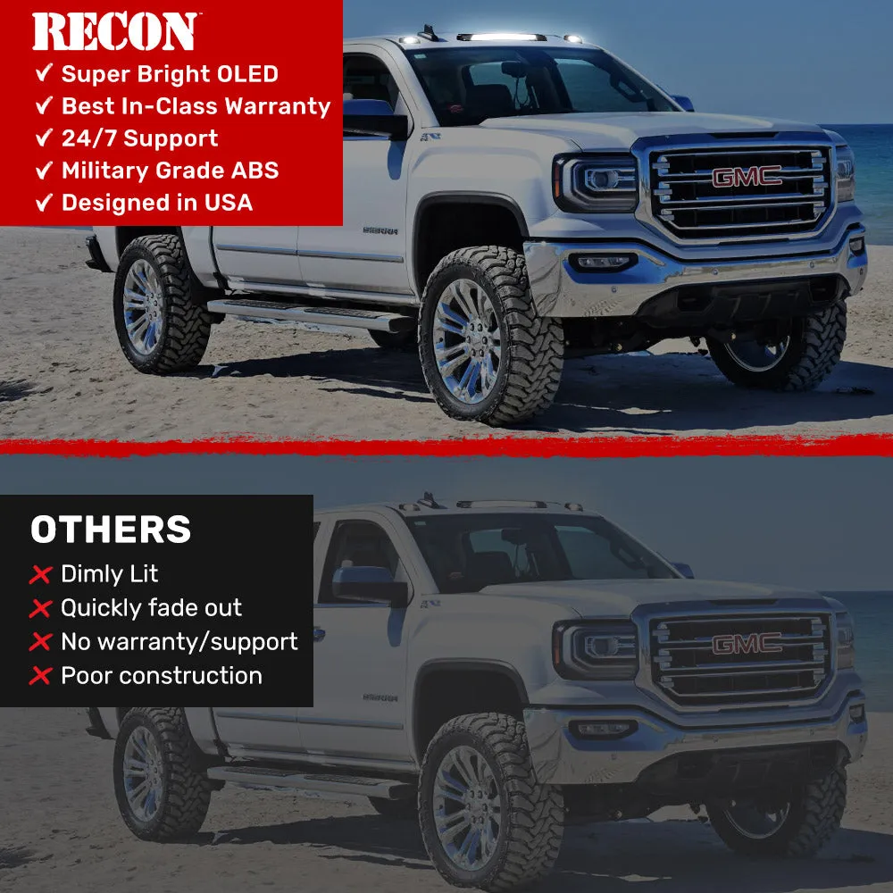 Gmc Chevy 15-19 3rd Gen Body Style Heavy-Duty 3-Piece Set Smoked Cab Roof Light Lens With 2-Way Forward Rear Facing White Ultra High-Power Leds - Plug-N-Play Installation Replaces OEM Installed Cab Roof Lights product image
