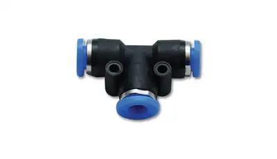 Vibrant Performance Tee Vacuum Fitting; Union; For 0.1875 in. OD Tubing; 150 PSI Maximum Operating Pressure; Plastic;