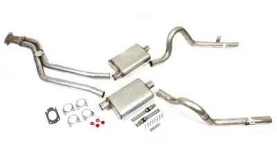 Pypes Performance exhaust Cat Back Exhaust System 78-88 GM G-Body Split Rear Dual Exit 2.5 in Intermediate Pipe And Tailpipe Race Pro Mufflers/Hardware Incl Tip Not Incl Natural 409 Stainless Steel Pypes Exhaust
