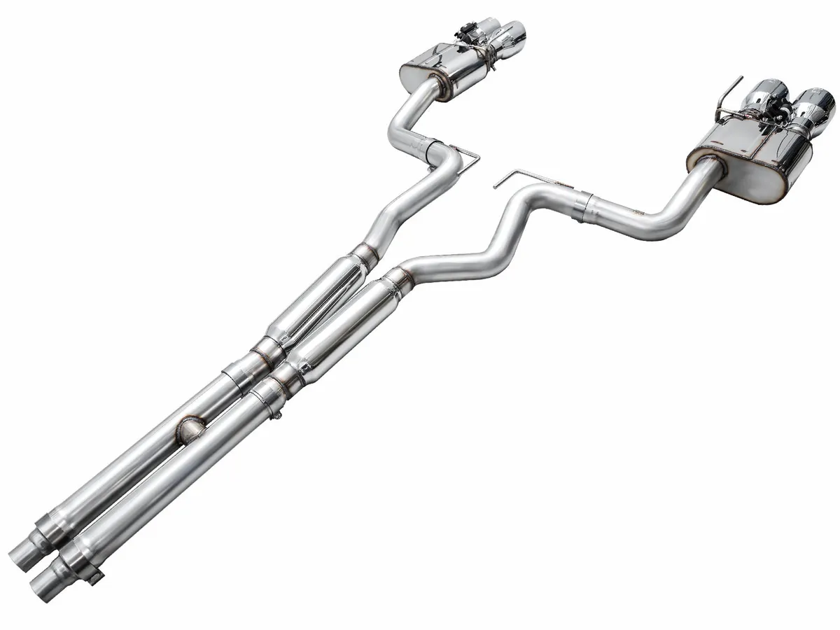 AWE SwitchPath™ Exhaust for S650 Ford Mustang GT Fastback - Quad Chrome Silver Tips product image