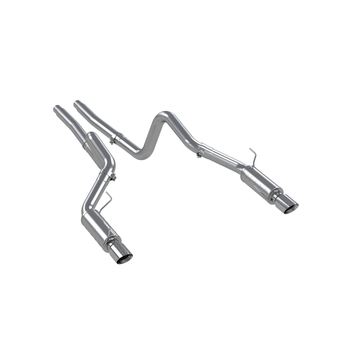 Armor Plus Cat Back Exhaust System; 3 in.; Incl. Ext. Pipes/Mufflers/Hardware/4 in. Outlet Diameter Tips; Dual Split Rear Exit; Race Version; T409 Stainless Steel; product image