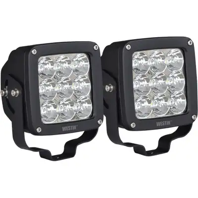 Westin Axis LED Auxiliary Light Black LED Auxiliary Light 4.5 inch x 4.5 inch Square Flood w3W Osram Set of 2
