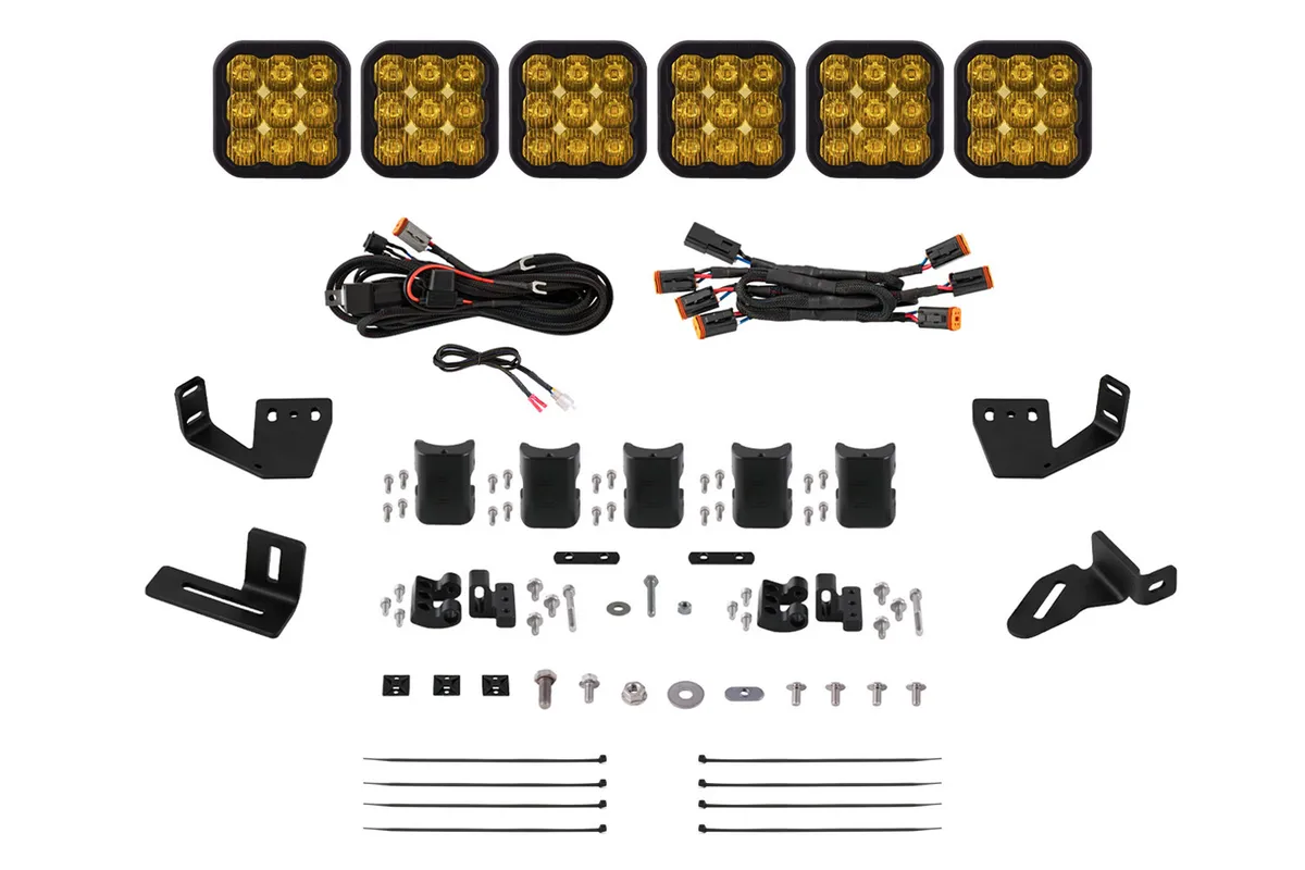 Diode Dynamics Diode Dynamics - SS5 6-Pod CrossLink Mounting Kit for Prinsu/Sherpa Roof Racks, Sport Yellow Driving