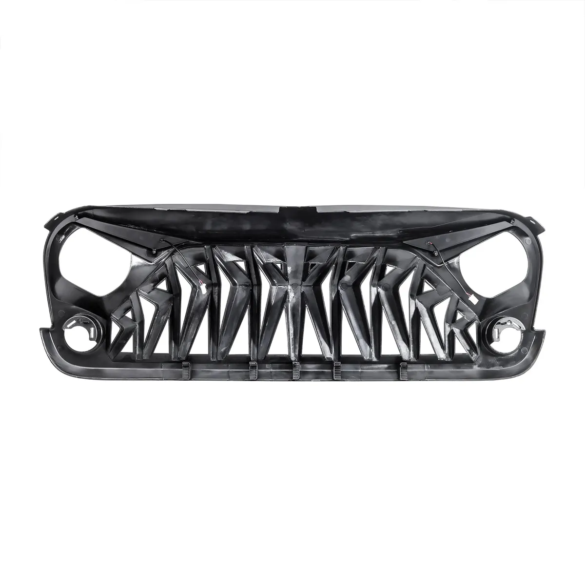Shark Grille W/ LED Eyebrow DRL and Turn Signals - White & Black For 07-18 Jeep Wrangler JK product image