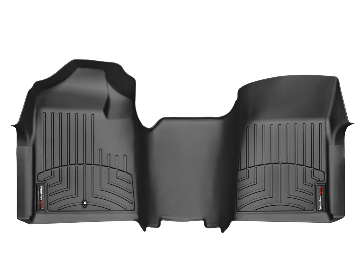 2007 + Chevrolet Silverado Black Front FloorLiner Fits regular cab only Does not fit vehicles with floor-mounted shifters does not fit models with consoles that join with the dashboard / 2007 + GMC Sierra Black Front FloorLiner Fits regular cab only Do product image