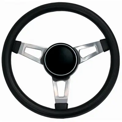 Grant Classic Series Nostalgia Steering Wheel; 15 in. Diameter; 2 1/2 in.; Black Foam Grip; Nickel Plated 3-Spoke Design; Includes Horn Button PN[5699];