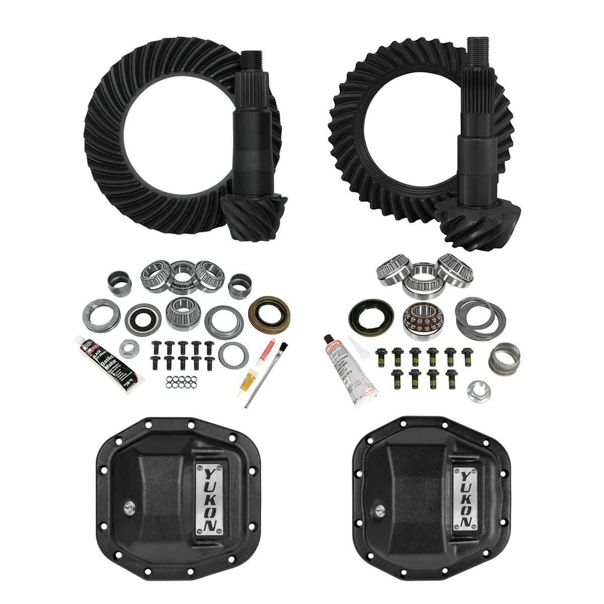 Stage 2 Jeep JL Re-Gear Kit W/Covers Dana 30/44 3.73 Ratio 24/28 Spline JL Non-Rubicon M220 Rear/ M186 Front Stage 2 Gear Kit Package 3.73 Ratio W/ F&R Covers Yukon Gear product image