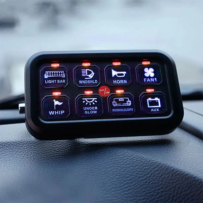 AuxBeam 8 Gang LED Switch Panel Kit BA80 Automatic Dimmable Universal(One-Sided Outlet) Blue product image