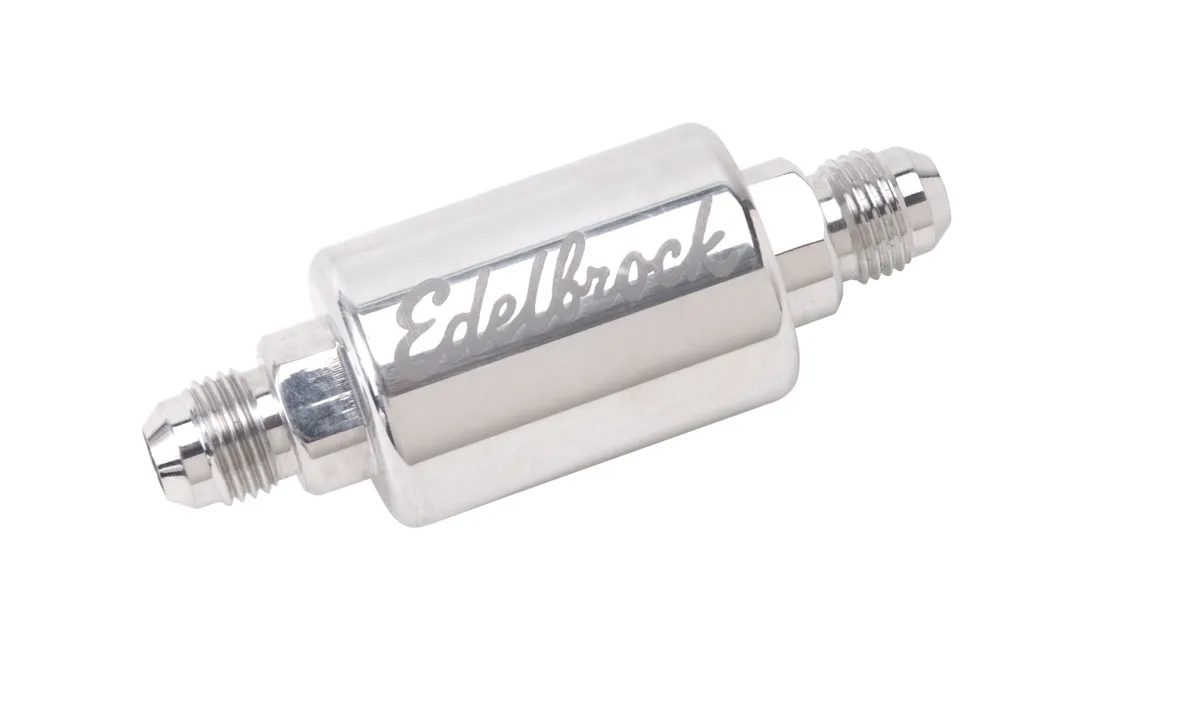 Edelbrock 8129 High Flow Billet Aluminum Fuel Filter in Polished Finish product image
