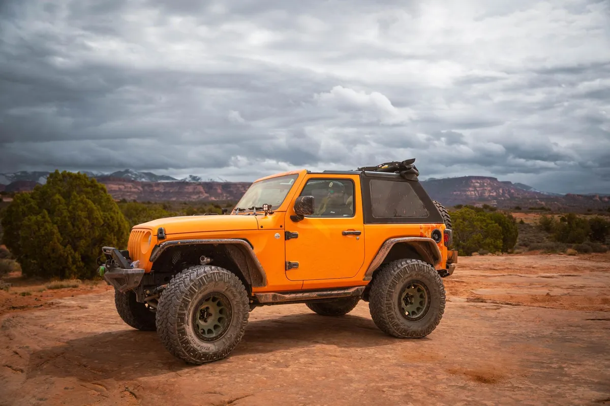 Jeep Wrangler Trektop Glide Slantback Soft Tops For Jeep 2018-Current Wrangler JL 2 Door Black Premium Twill Bestop product image