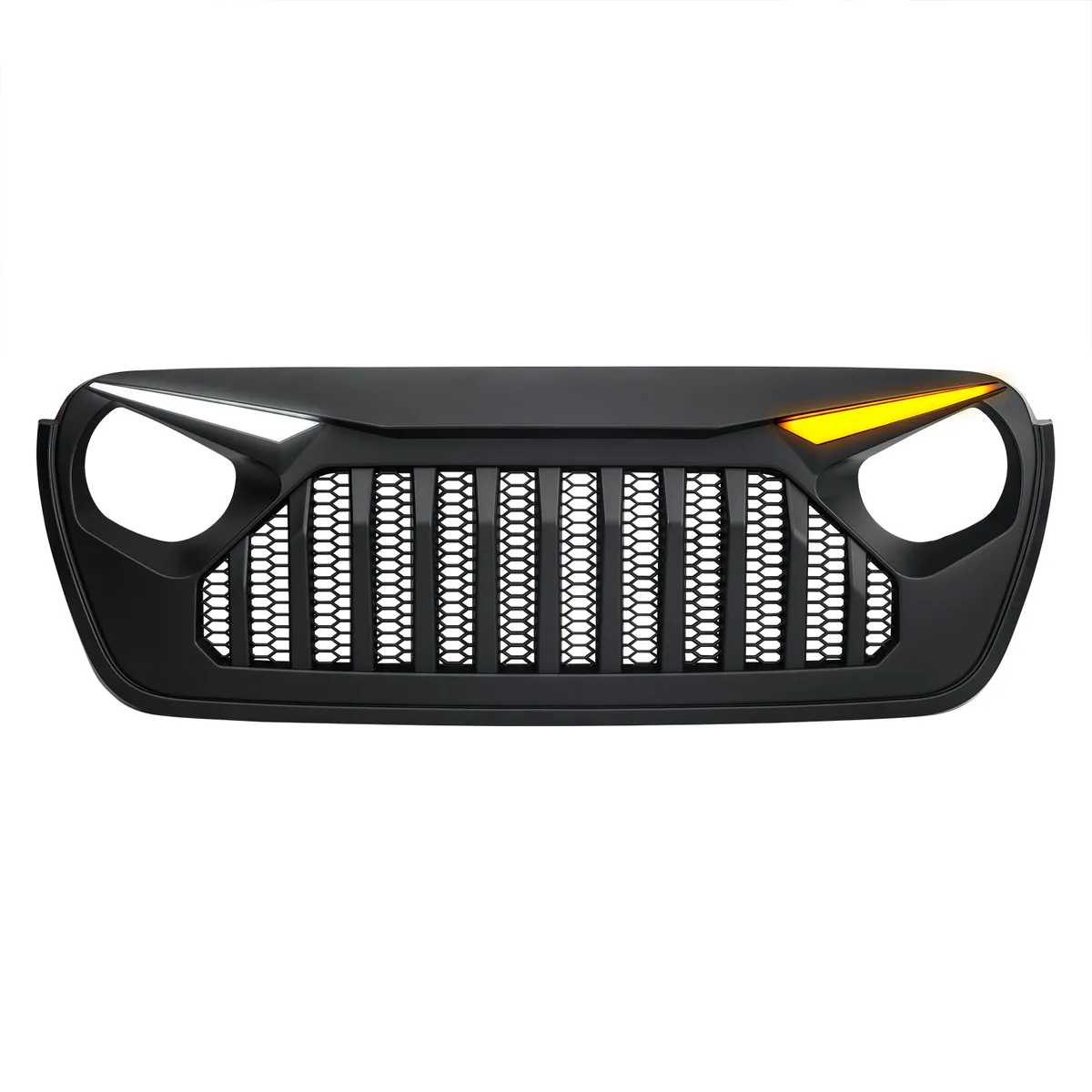Gladiator Vader Grille W/ LED Eyebrow DRL and Turn Signals - Matte Black For 18+ Jeep Wrangler JL & Gladiator JT W/O Trailcam product image