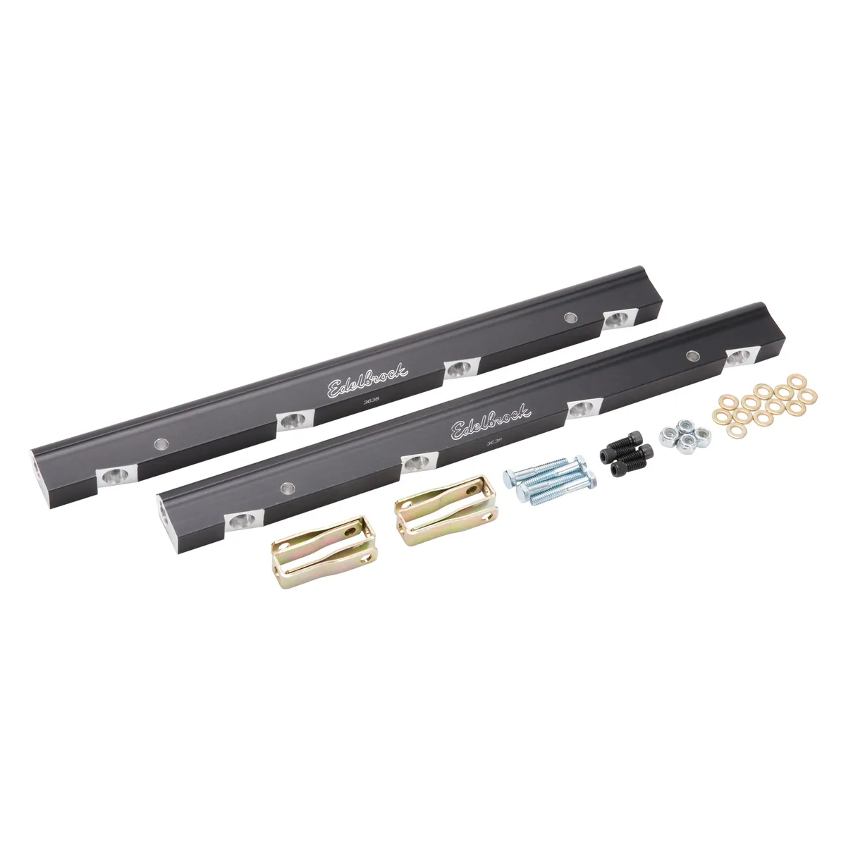 Edelbrock 3638 Fuel Rail Kit for LS Victor EFI -6 AN in Black Finish product image