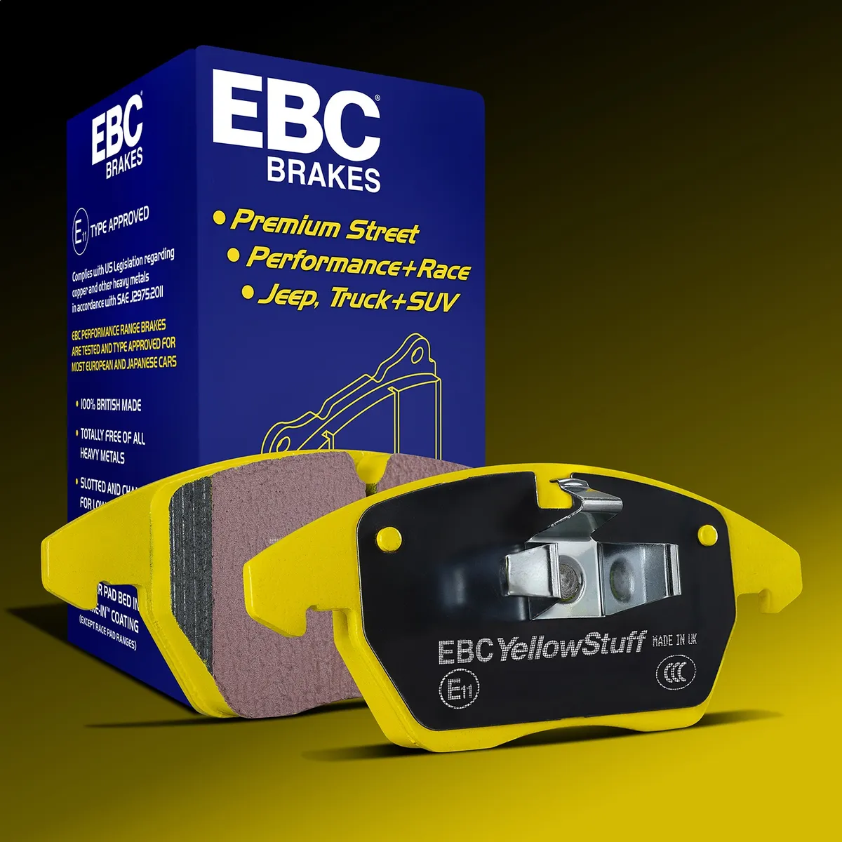 EBC Brake Pad Disc Rotor Kit; Set Of Yellowstuff Brake Pads/2-Piece Fully-Floating Brake Discs; product image
