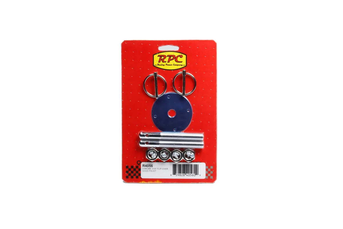 Racing Power Company Chrome 3/16In Flip-Over Hood Pin Kit - Steel