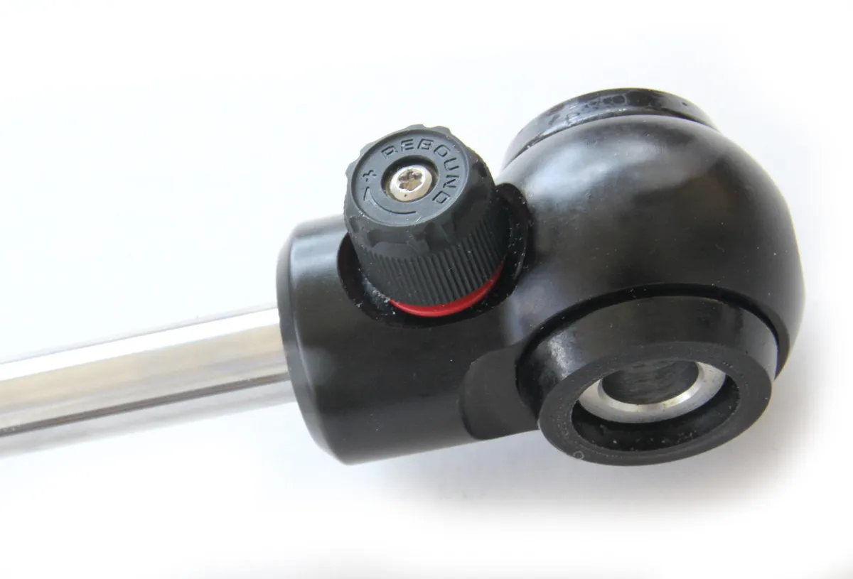 Ridetech Front HQ Shock Absorber W/ 5.25 Inch Stroke W/ Narrow T-Bar/Eye Mounting 1 Rebound Adjustable Shock W/ 11/16 Inch I.D Bushing Sleeves 10.6 Inch X 15.9 Inch W/ A 13.25 -13.75 Inch Ride Height Ridetech