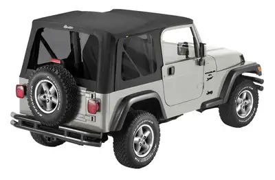 Bestop Replace-A-Top for OEM Hardware For Jeep 1997-2002 Wrangler TJ Tinted Black Sailcloth No Door Skins Included Bestop
