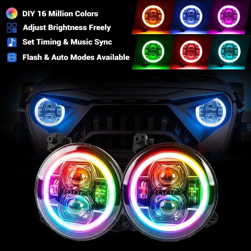"multi-Function 9"" LED Rgbw Headlights & Rgbw Fog Lights For 2018-2026 Jeep JL And Jt" product image