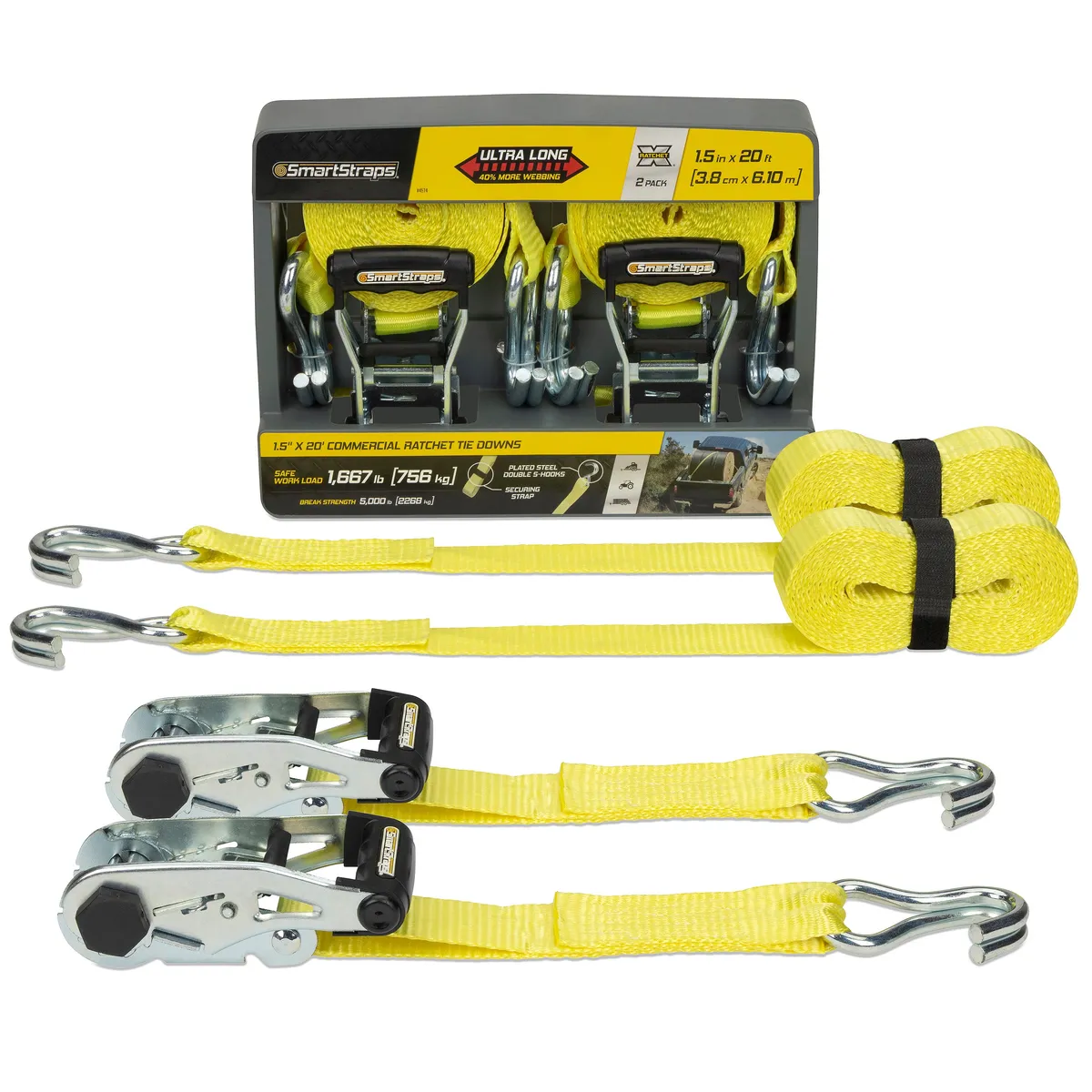 14ft 5000lb Ratchetx Ratchet Tie Down 2 pk Yellow product image
