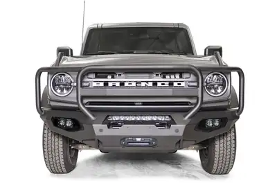 Fab Fours Matrix Front Bumper; w/Full Grill Guard; 2 Stage Matte Black Powder Coat;