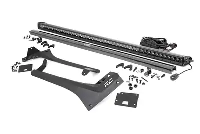 Rough Country Rough Country Upper Windshield Kit w/ Single-Row Black Series LED Light Bar - JT/JL