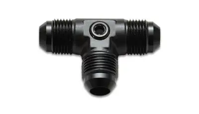 Vibrant Performance Tee Adapter Fitting; -6AN; 6061 Aluminum; Black Anodized; Male AN Flare; w/0.125 in. NPT Port;