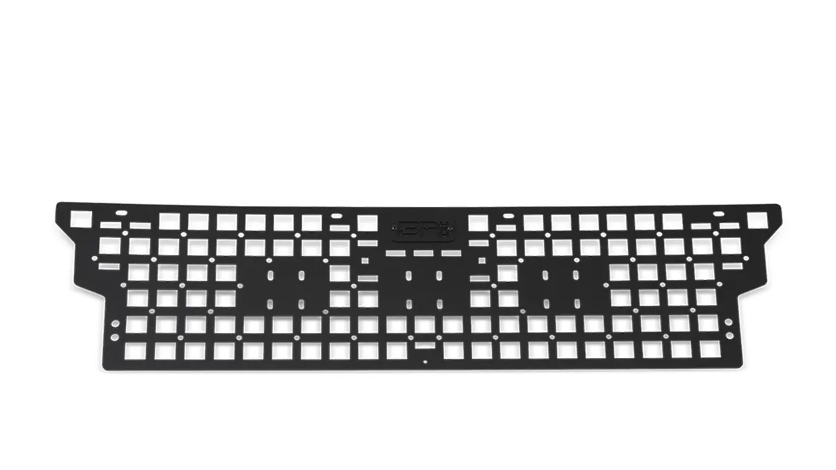 Front Bed Molle System; 3 mm Formed Steel; Texture Black Powdercoat Finished; 1 Pc Design For Maximum Strength; product image