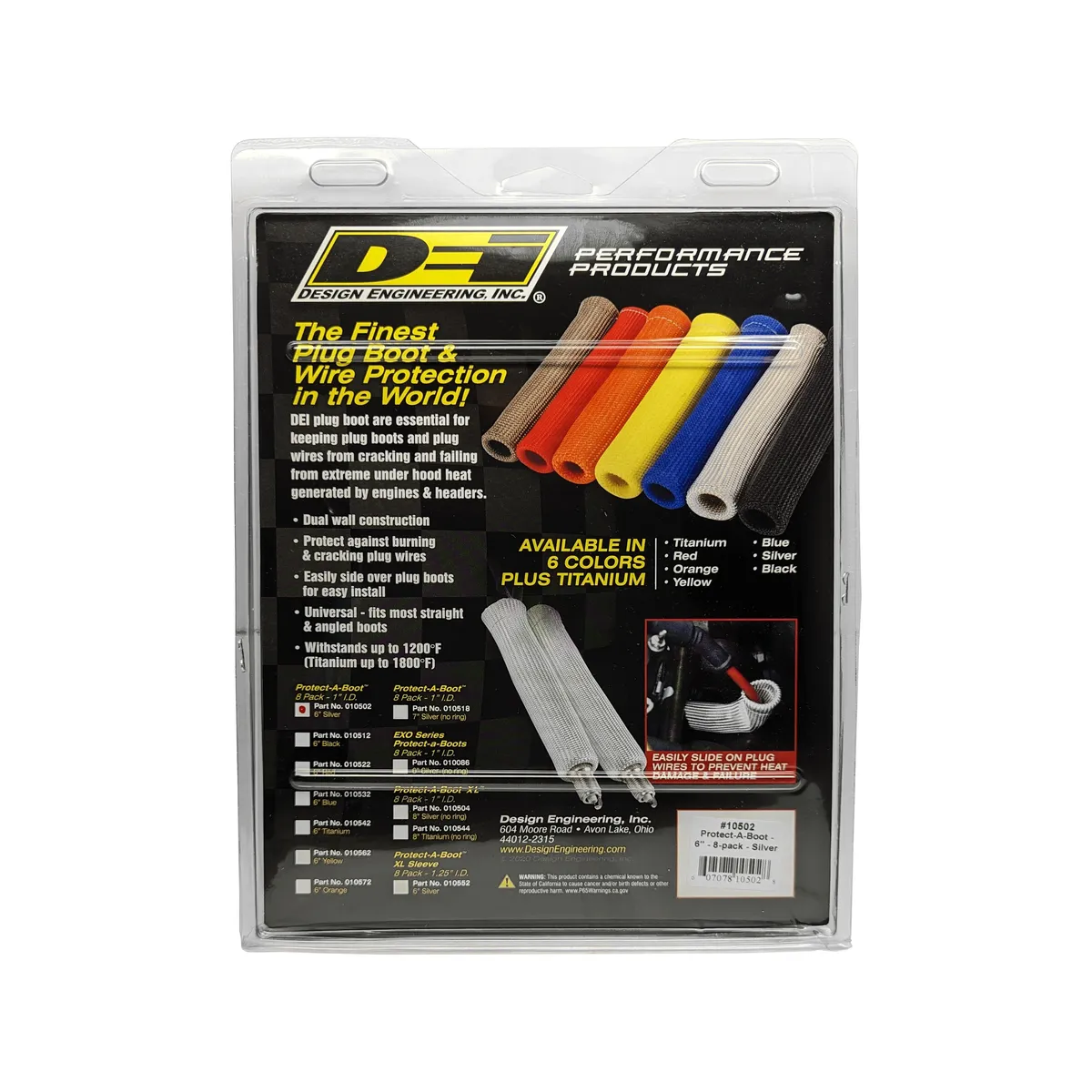 DEI PROtect-A-Boot 6in Spark Plug Boot PROtectors - Silver 8-Pack product image